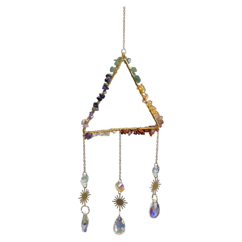Triangle gemstone & glass chime / mobile, 25cm