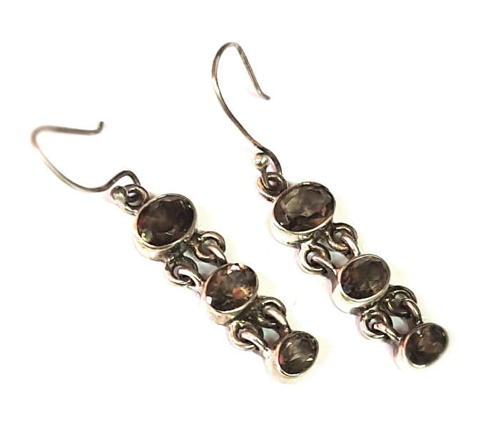 Smoky Quartz drop earrings in 925 Silver, 50mm incl. hook