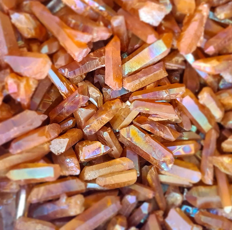 Aura Quartz crystal, burnt orange, 30-50mm