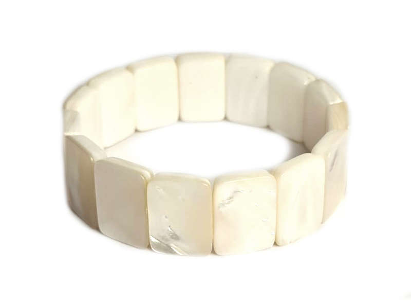 Mother of Pearl bracelet, rectangular, stretchcord