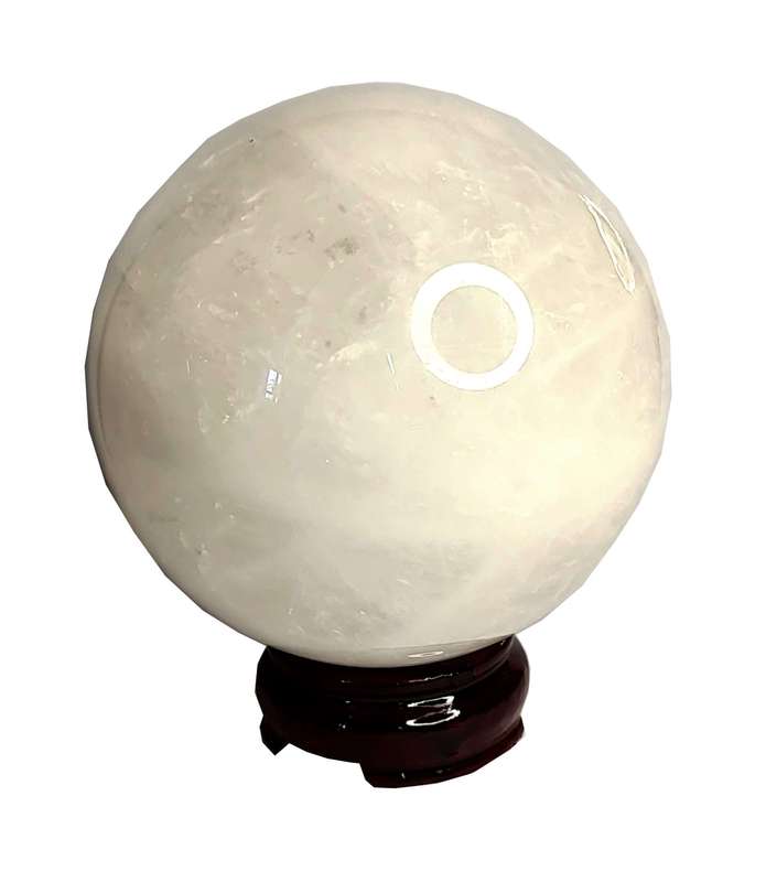 Snow Quartz Sphere on stand, 13cm high