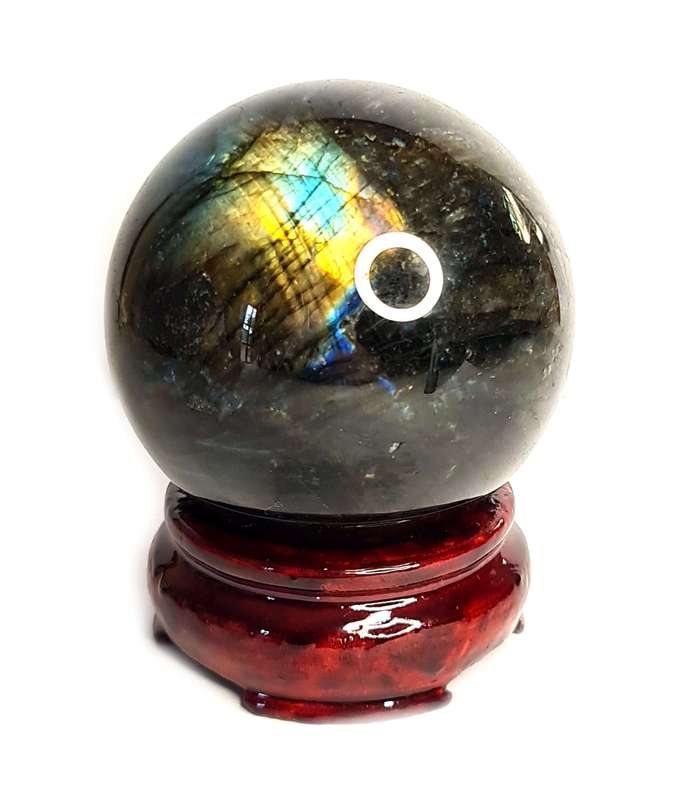 Labradorite Sphere on stand, 8cm high
