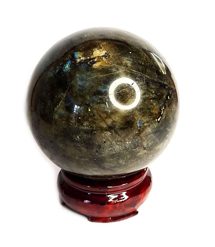 Labradorite Sphere on stand, 10cm high