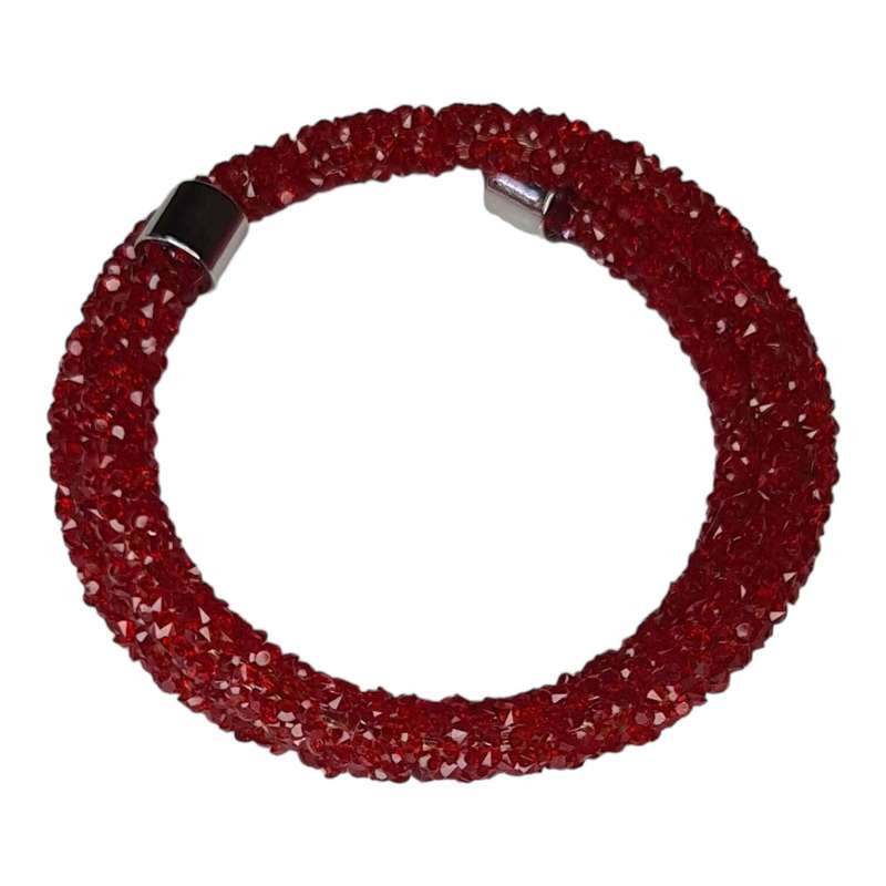 Rhinestone encrusted wrap around bracelet, red
