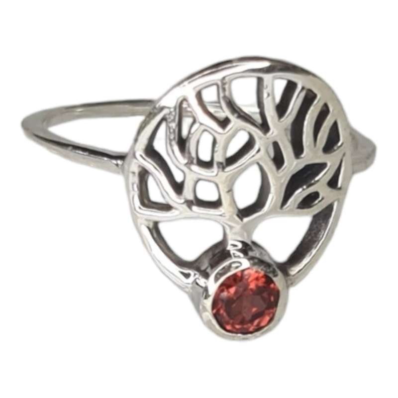 Garnet ring in 925 silver, round, size 8