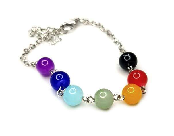 Chakra chain bracelet w clasp, base metal