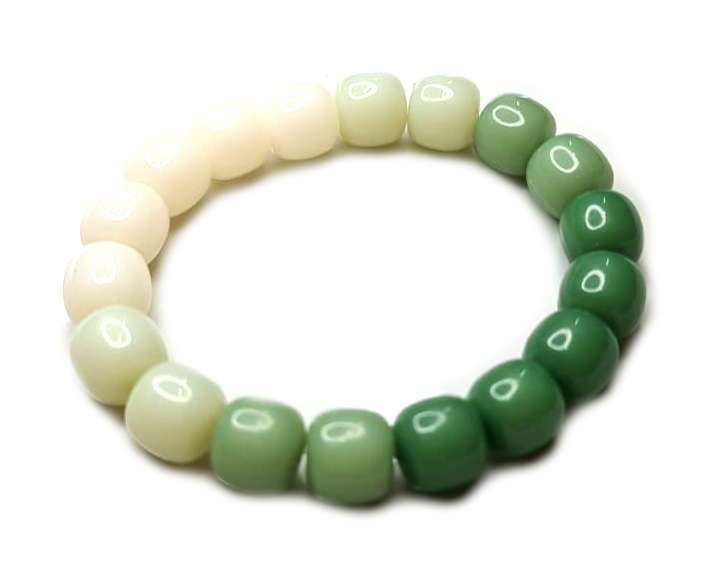 Ombre resin bracelet, green, stretchcord