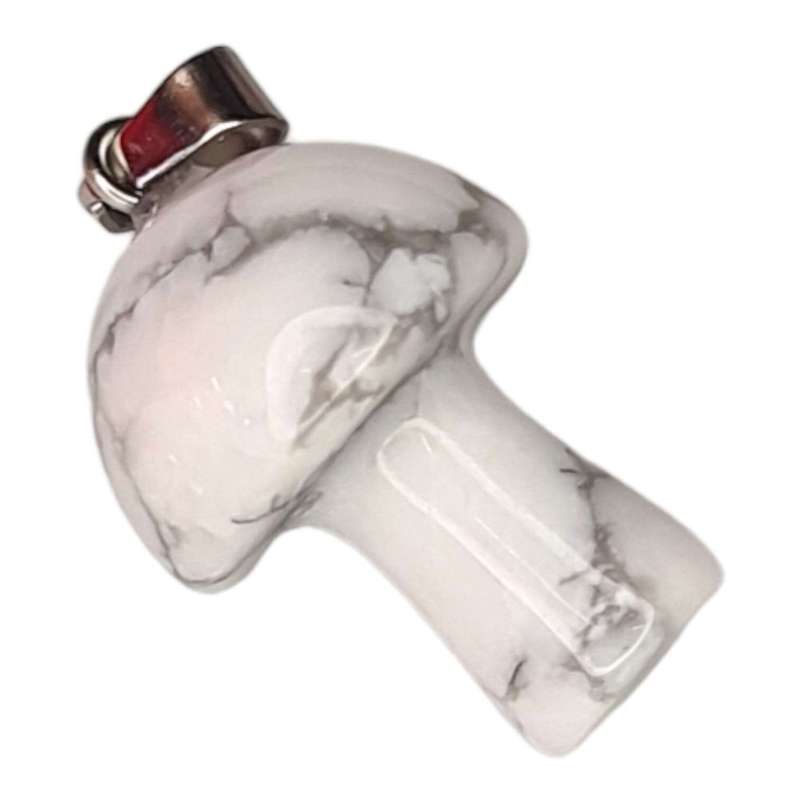 Howlite mushroom pendant, 30mm incl. bail