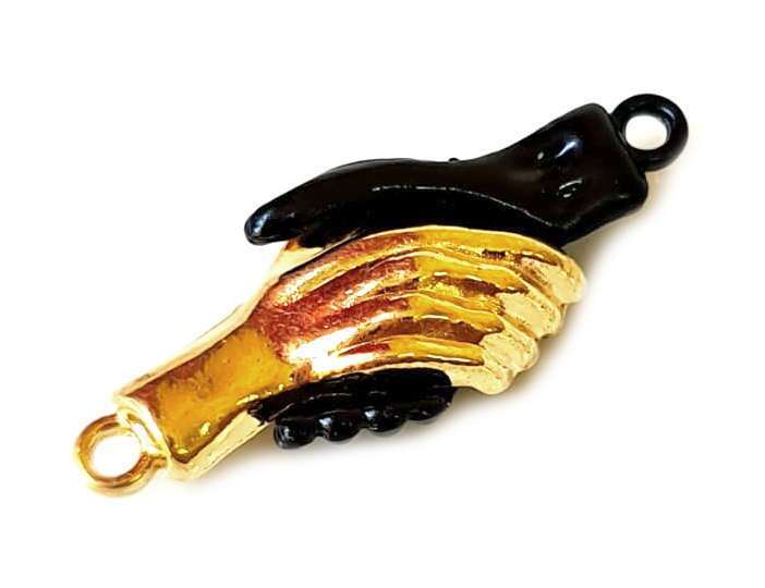 Hands magnetic clasp, 12x32mm, black & gold