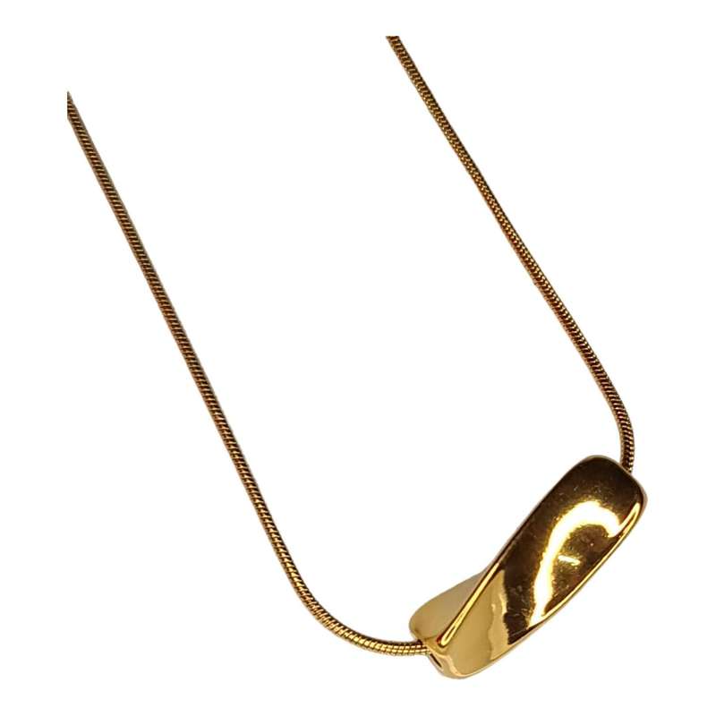Twisted bar necklace w chain & clasp, stainless steel, gold, 45cm