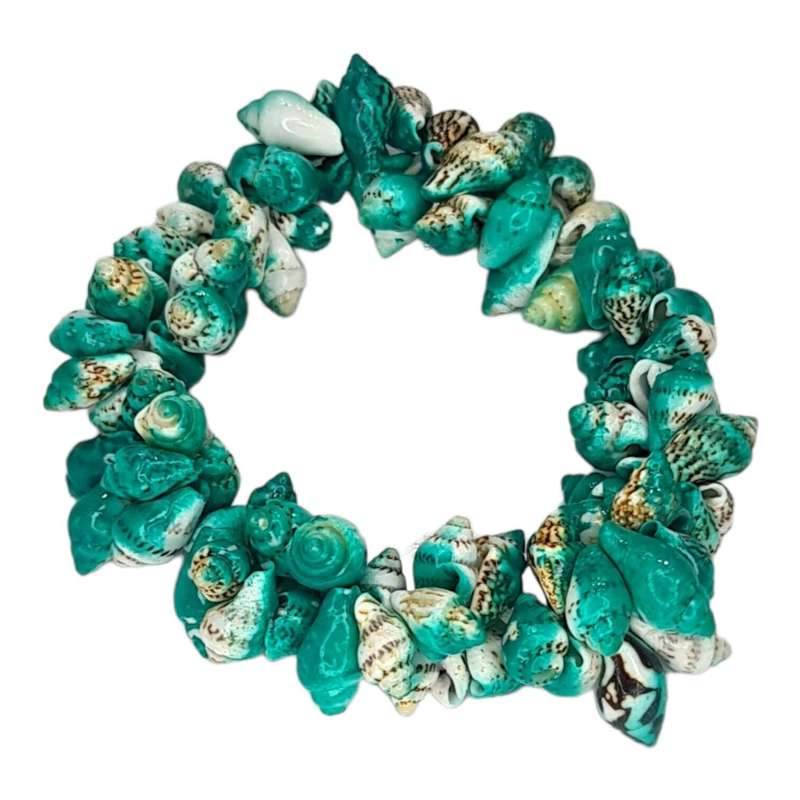 Shell bracelet, green, stretchcord