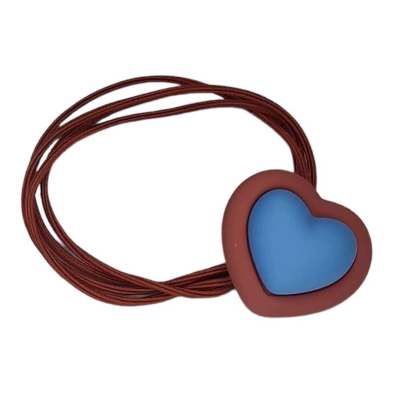Hair tie w heart, maroon & blue