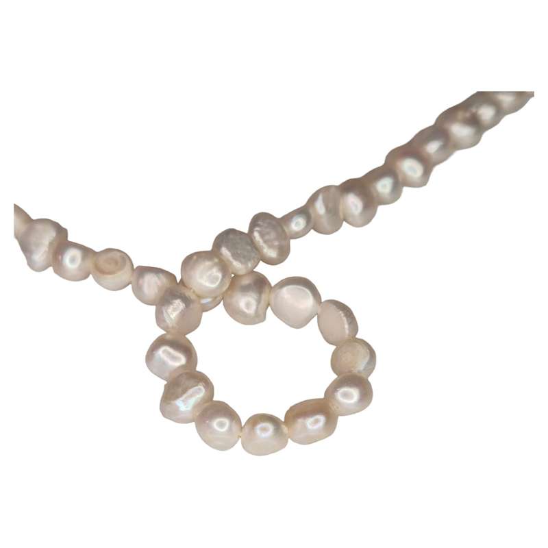Freshwater pearl string, flatback, cream, 6-7mm, 40cm