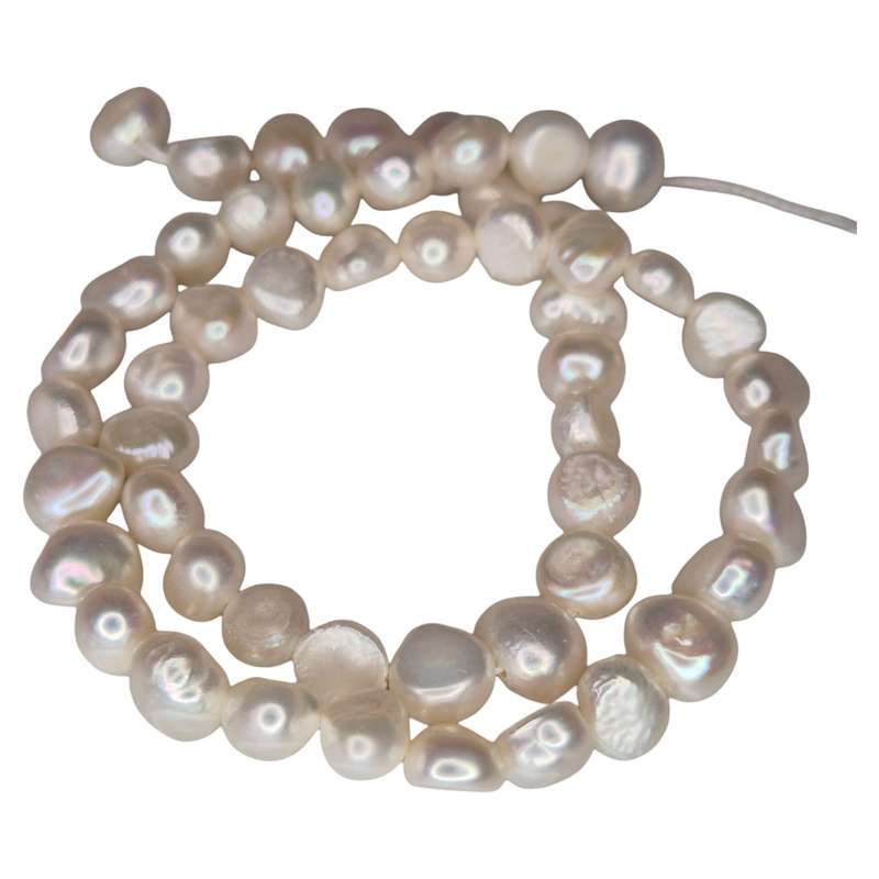 Freshwater pearl string, flatback, cream, 6-7mm, 40cm