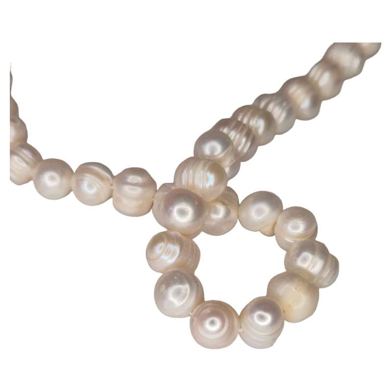 Freshwater pearl string, ringed potato, cream, 7-8mm, 40cm