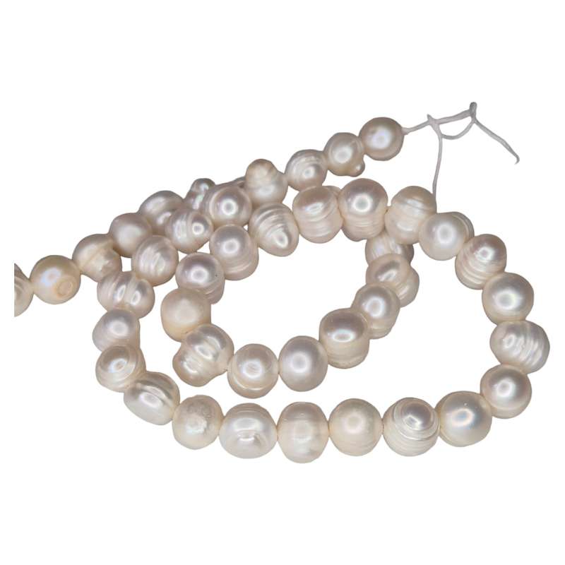 Freshwater pearl string, ringed potato, cream, 7-8mm, 40cm