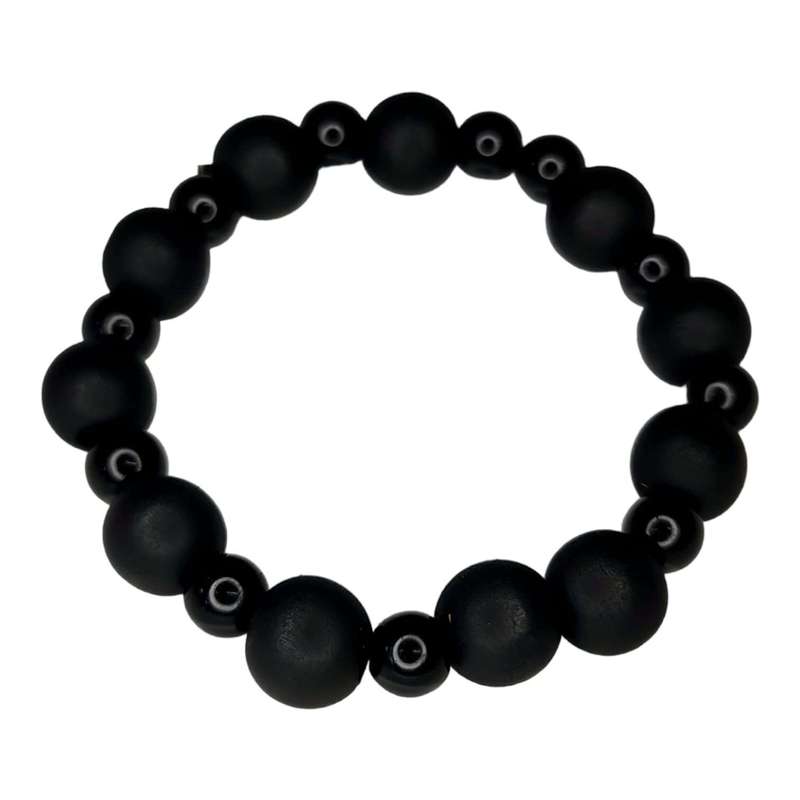 Wood bracelet, black, stretchcord