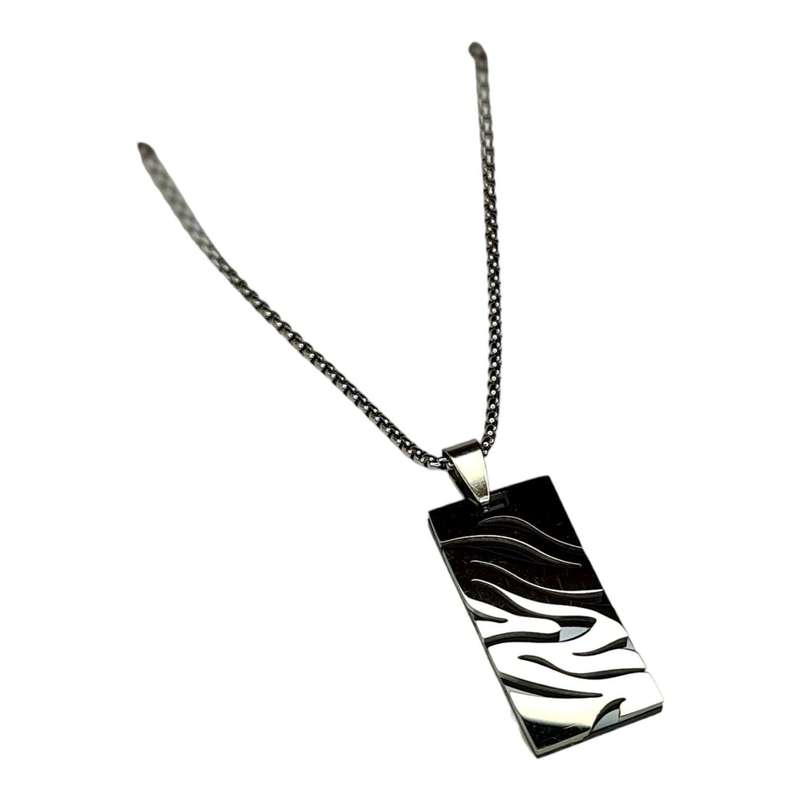 Animal print cut-out necklace w chain & clasp, stainless steel, 60cm