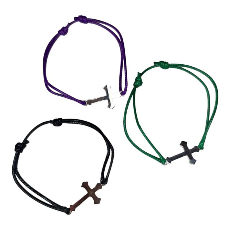 Cross bracelet, assorted colors, adjustable