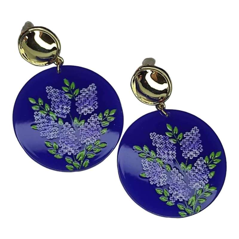 Fashion earrings w 925 silver pin, lavender, 66mm