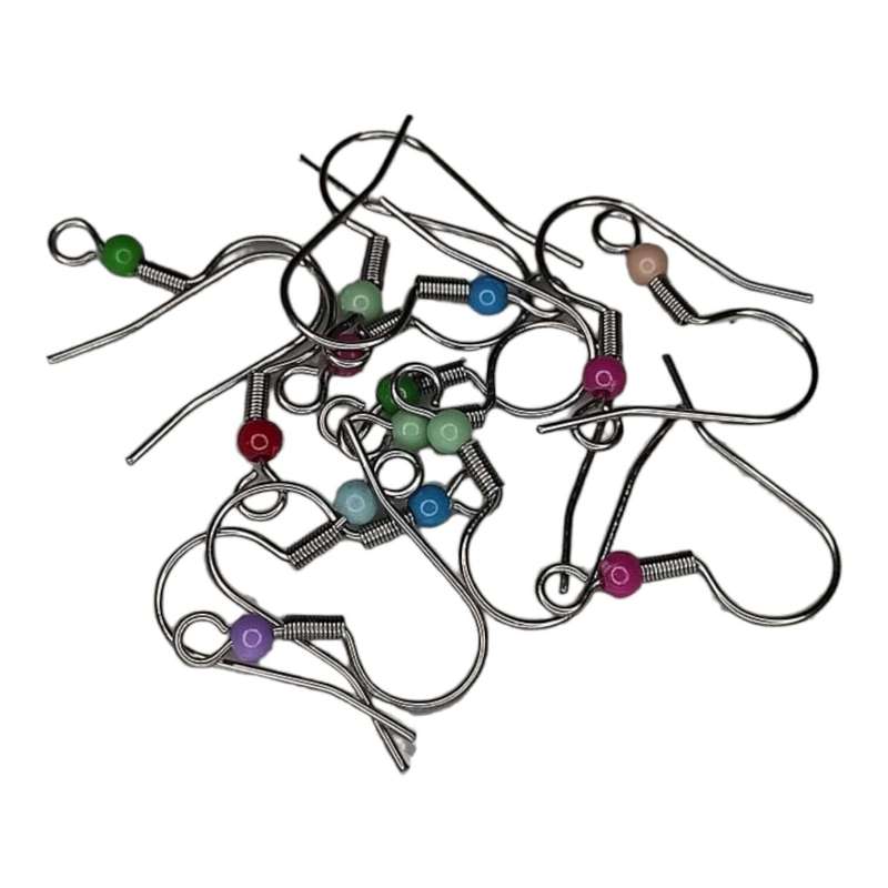5x Sheperds hook pair w colored ball in stainless steel, 20mm