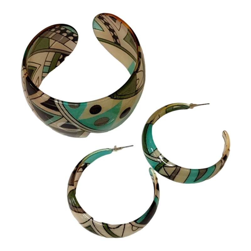 Bangle w hoops set, green