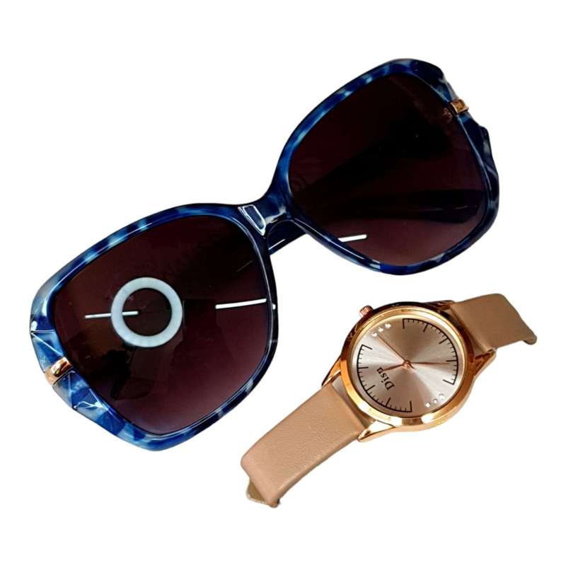 Sunglass & watch set, blue