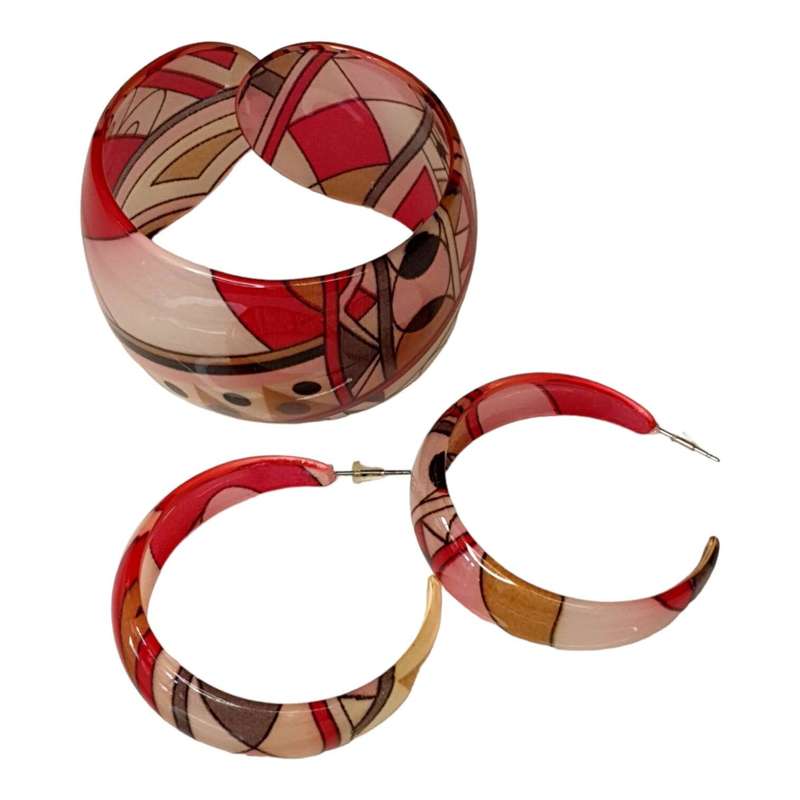 Bangle w hoops set, pink