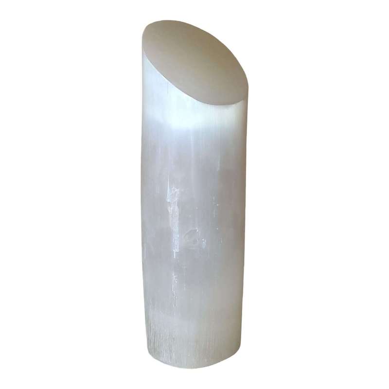 Selenite pillar lamp, 30cm