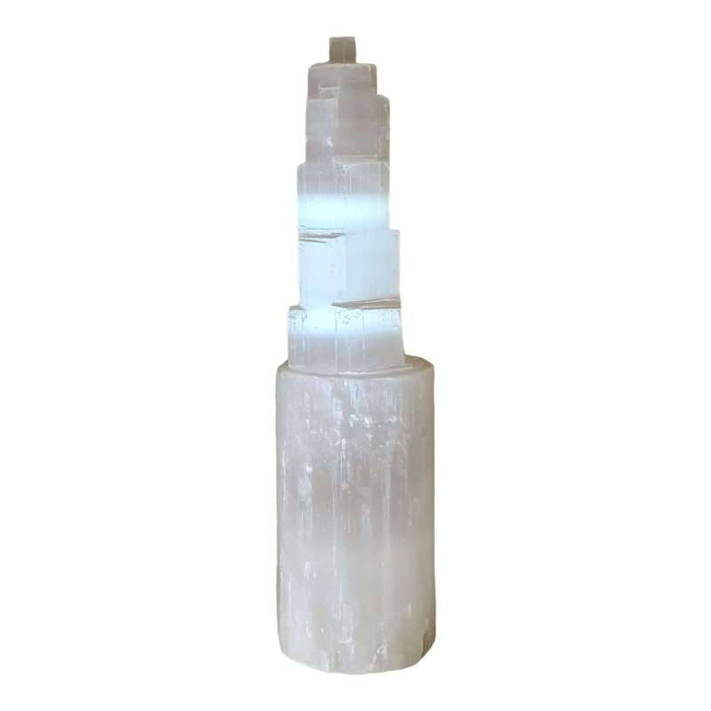Selenite tower lamp, 35cm