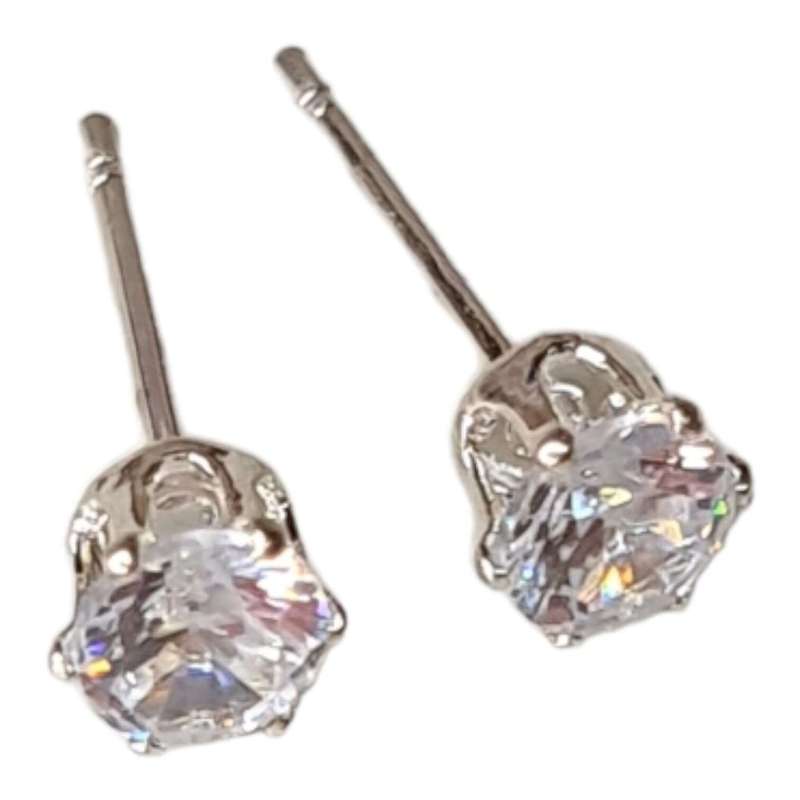 Cubic Zirconia stud earrings, crystal, 5mm