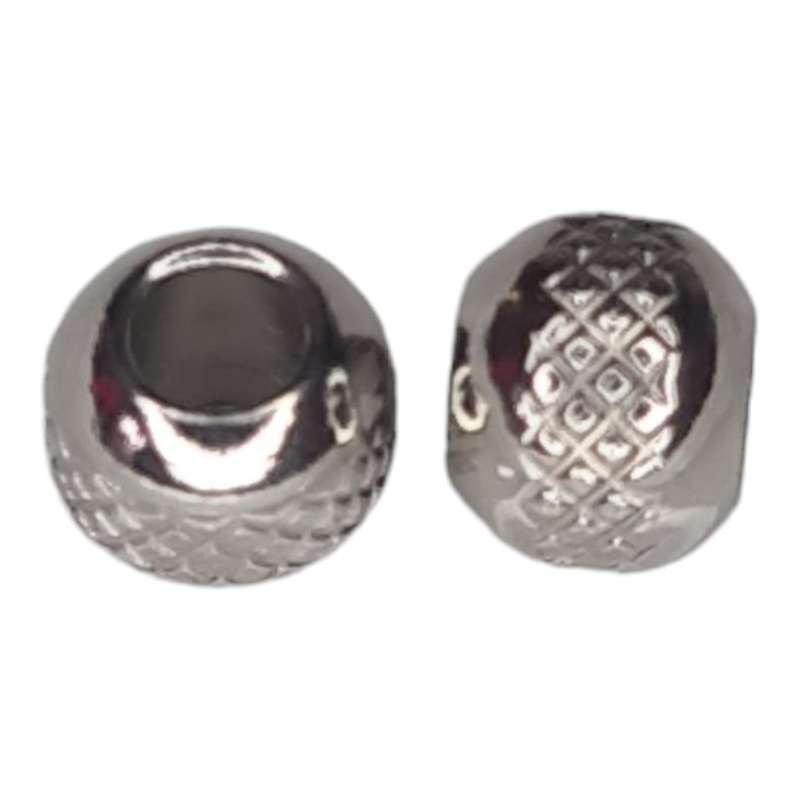 5x Textured bead in stainless steel, 5x6.2mm