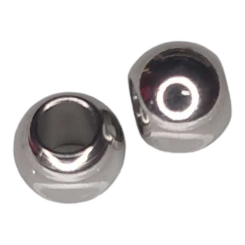 4x Round bead in stainless steel, 6x8mm