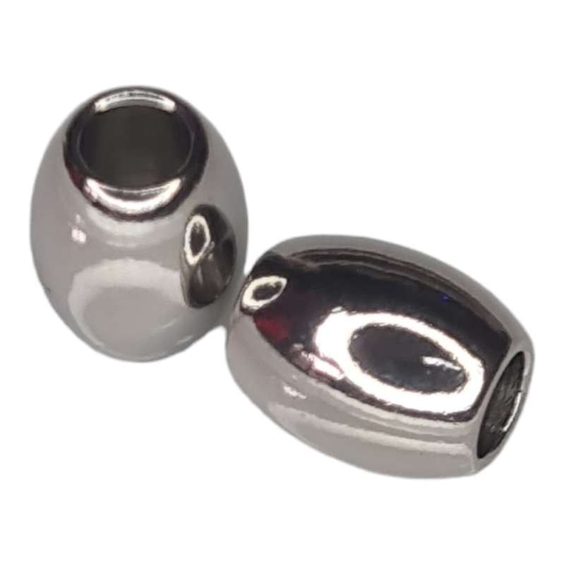 2 x Barrel bead in stainless steel, 10x8mm