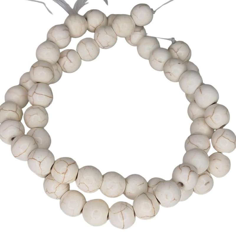 Colored Howlite bead string, cream, round, 8mm, 40cm