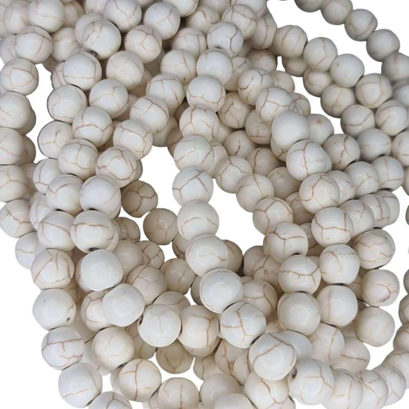Colored Howlite bead string, cream, round, 8mm, 40cm