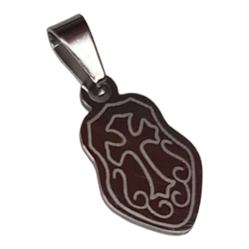 Armour of God pendant, shield, stainless steel, 23mm
