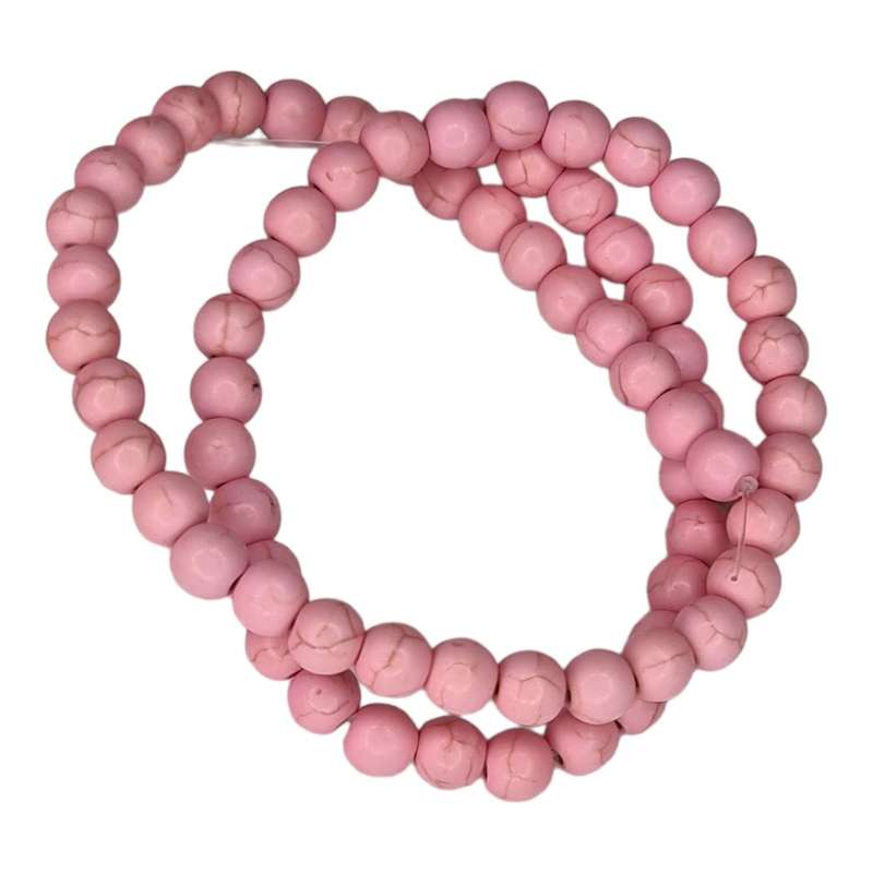 Colored Howlite bead string, soft pink, round, 6mm, 40cm