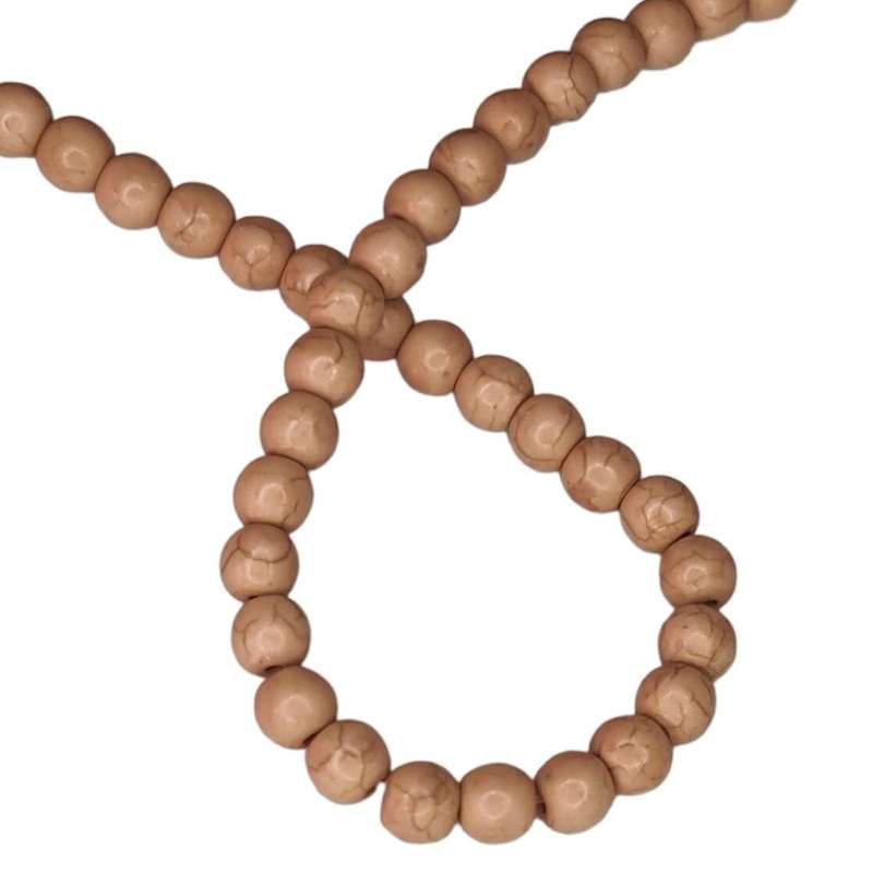 Colored Howlite bead string, light brown, round, 6mm, 40cm
