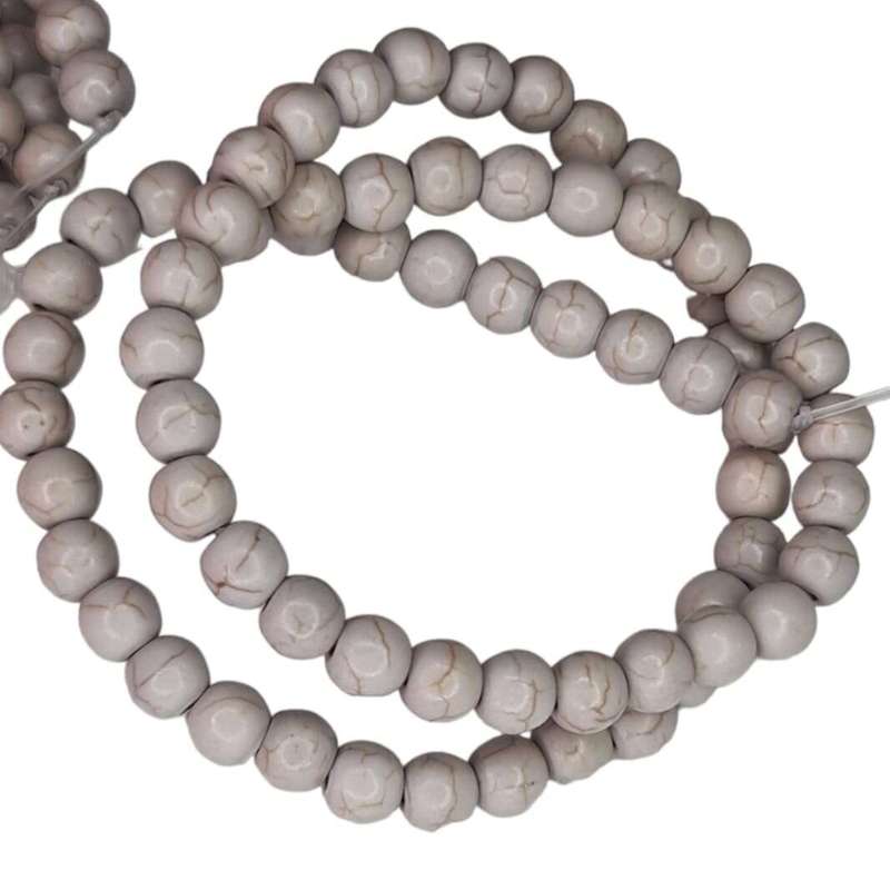 Colored Howlite bead string, light grey, round, 6mm, 40cm