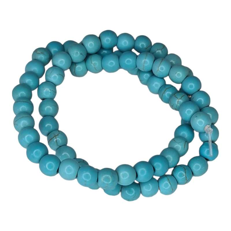 Colored Howlite bead string, turquoise, round, 6mm, 40cm