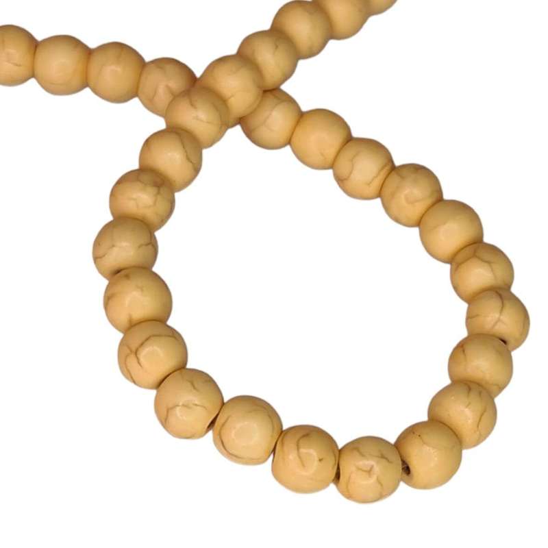 Colored Howlite bead string, light orange, round, 4mm, 40cm