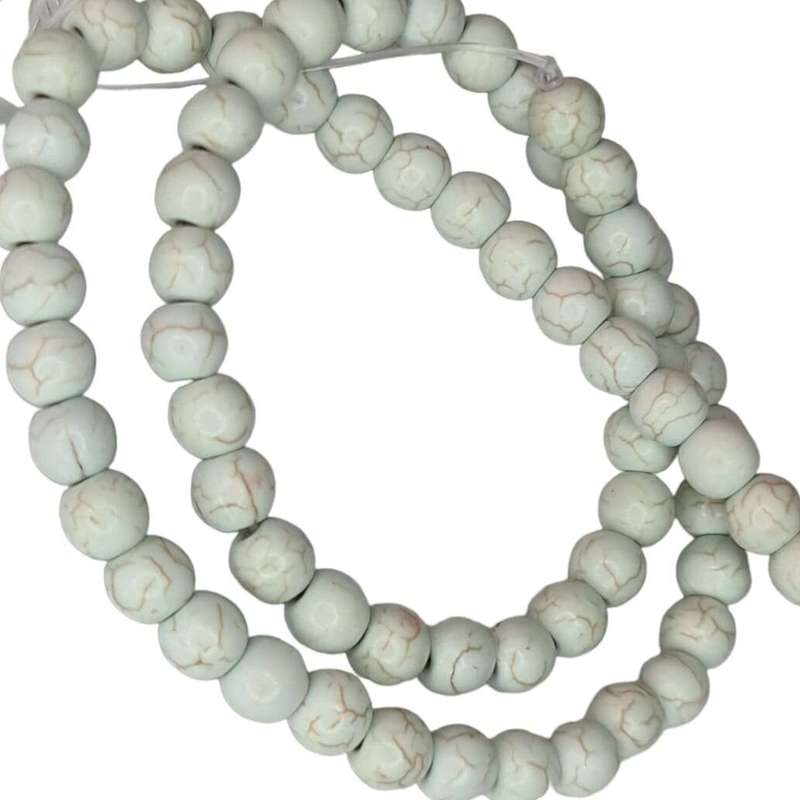 Colored Howlite bead string, light mint, round, 6mm, 40cm