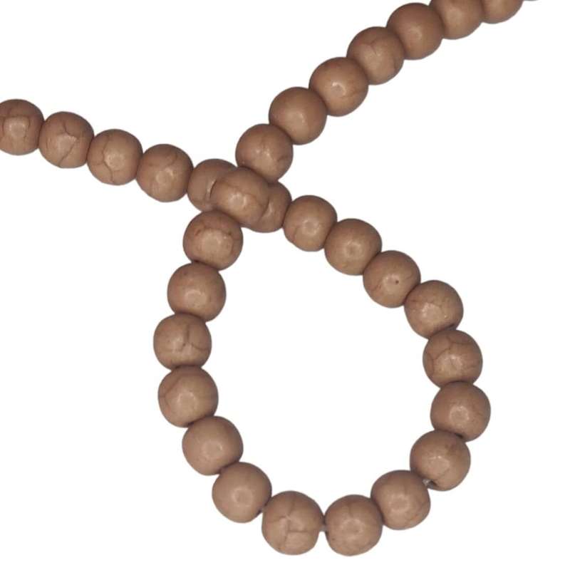 Colored Howlite bead string, tan brown, round, 4mm, 40cm