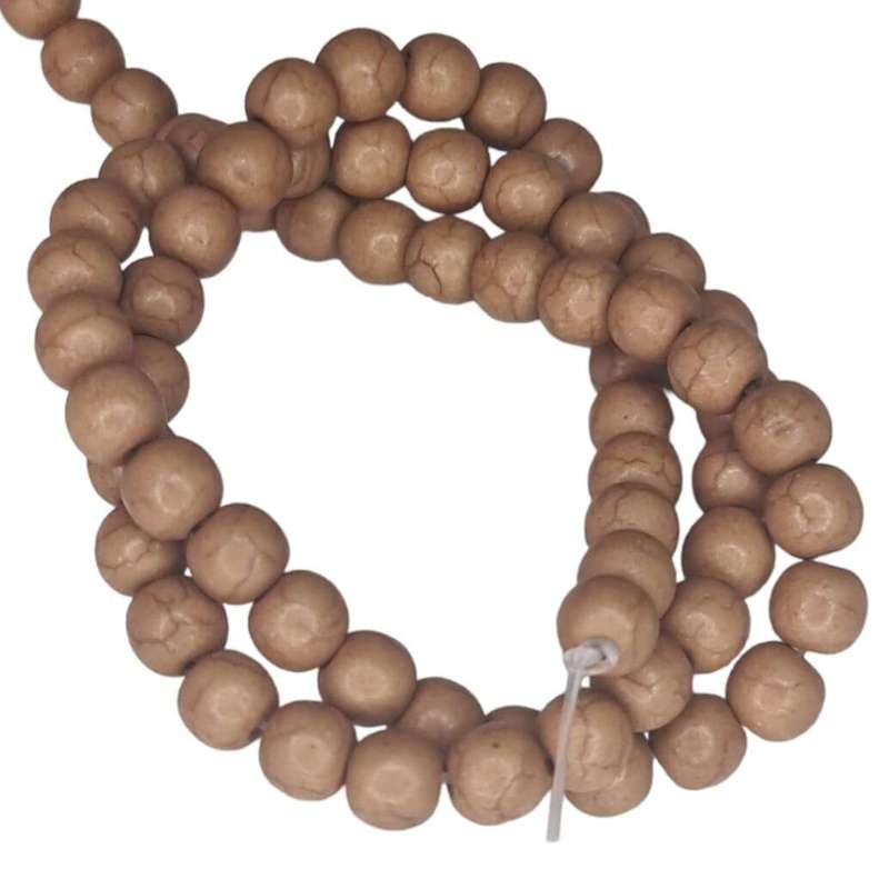 Colored Howlite bead string, tan brown, round, 4mm, 40cm