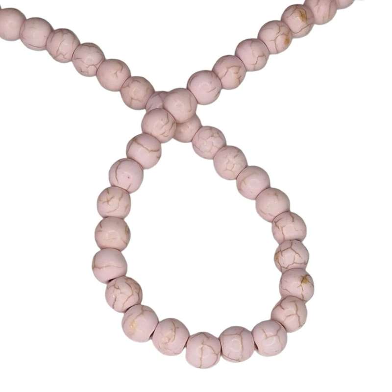 Colored Howlite bead string, light rose, round, 4mm, 40cm
