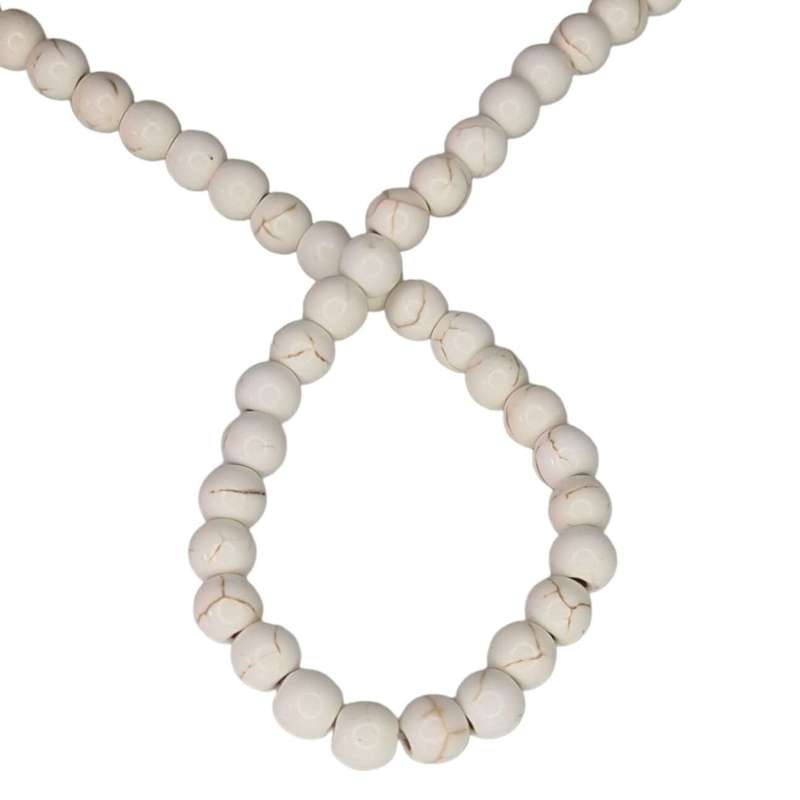 Colored Howlite bead string, off-white, round, 8mm, 40cm