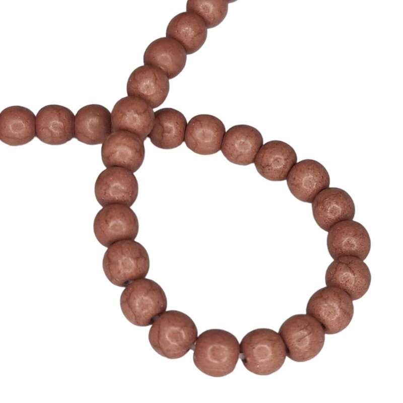 Colored Howlite bead string, light brown, round, 4mm, 40cm