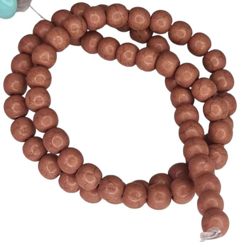 Colored Howlite bead string, light brown, round, 4mm, 40cm