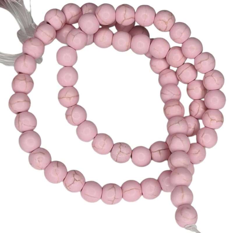 Colored Howlite bead string, pink, round, 6mm, 40cm